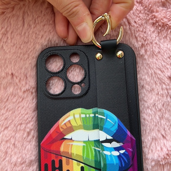 For iPhone 13 pro max phone case with wrist strap kickstand keychain lgbtq - Picture 12 of 17